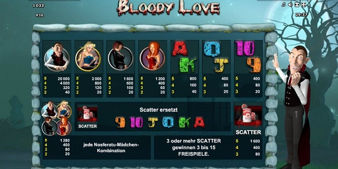 Blutige Liebe als lustiger Online Spielautomat